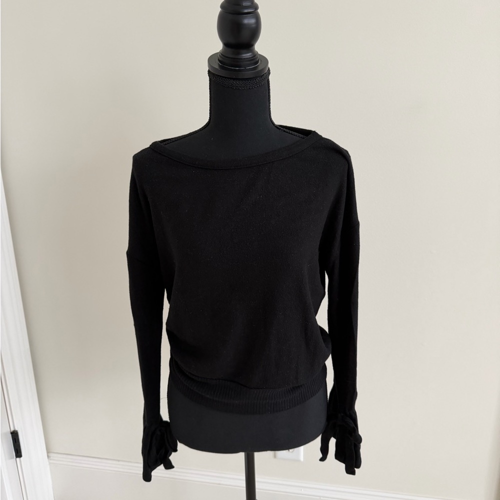 Three Dots Long Sleeve Sweater with Bow Cuffs
